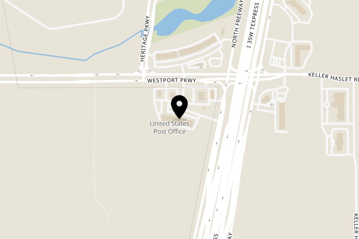Map showing the location of Mai Thai Restaurant on 2400 Westport Parkway in Fort Worth